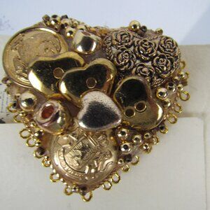Heart Shaped Button Brooch by Carol Duree